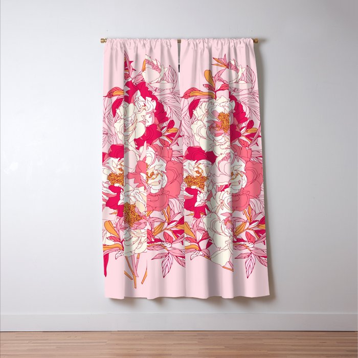 Pink flowers of peonies Window Curtain Gallery Image 3