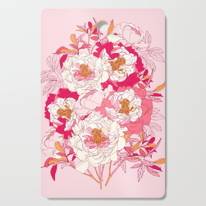Pink flowers of peonies Cutting Board Gallery Image 1