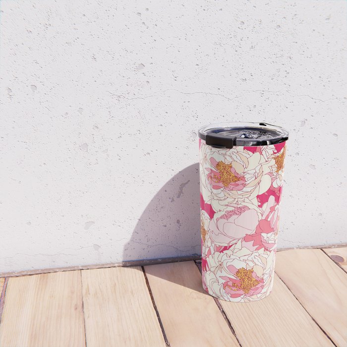 Pink flowers of peonies Travel Mug Gallery Image 4