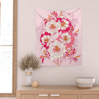 Pink flowers of peonies Wall Tapestry Gallery Image 2