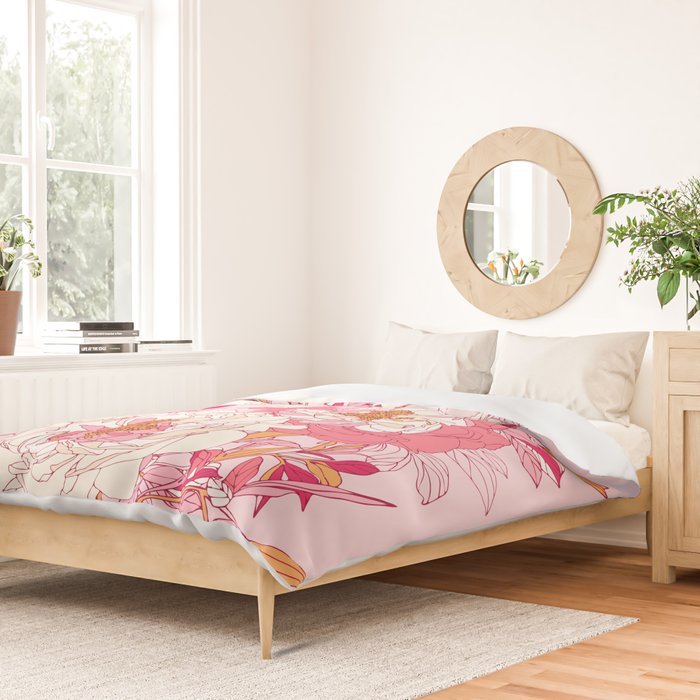 Pink flowers of peonies Duvet Cover Gallery Image 2