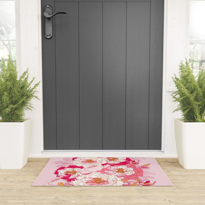 Pink flowers of peonies Welcome Mat Gallery Image 3