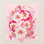 Pink flowers of peonies Wall Tapestry Gallery Image 4