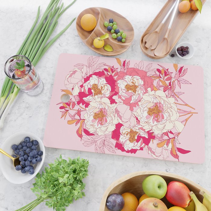 Pink flowers of peonies Cutting Board Gallery Image 2