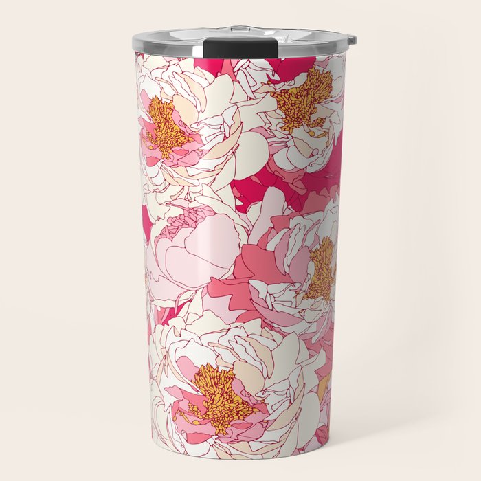 Pink flowers of peonies Travel Mug Gallery Image 1