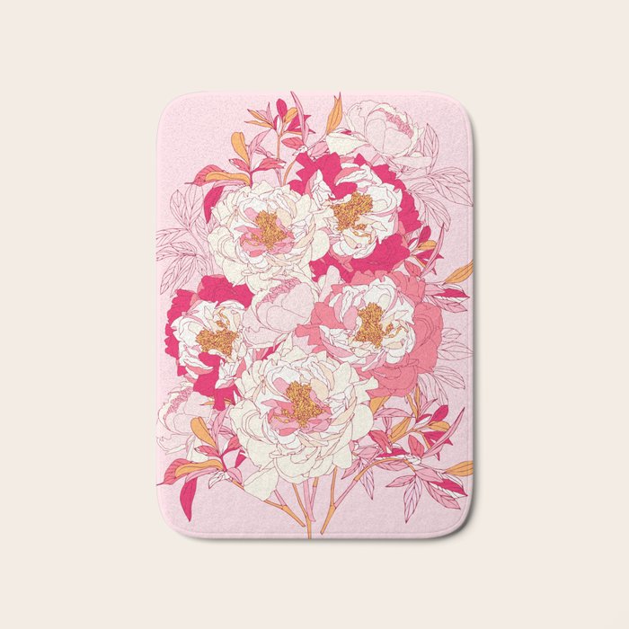 Pink flowers of peonies Bath Mat Gallery Image 1