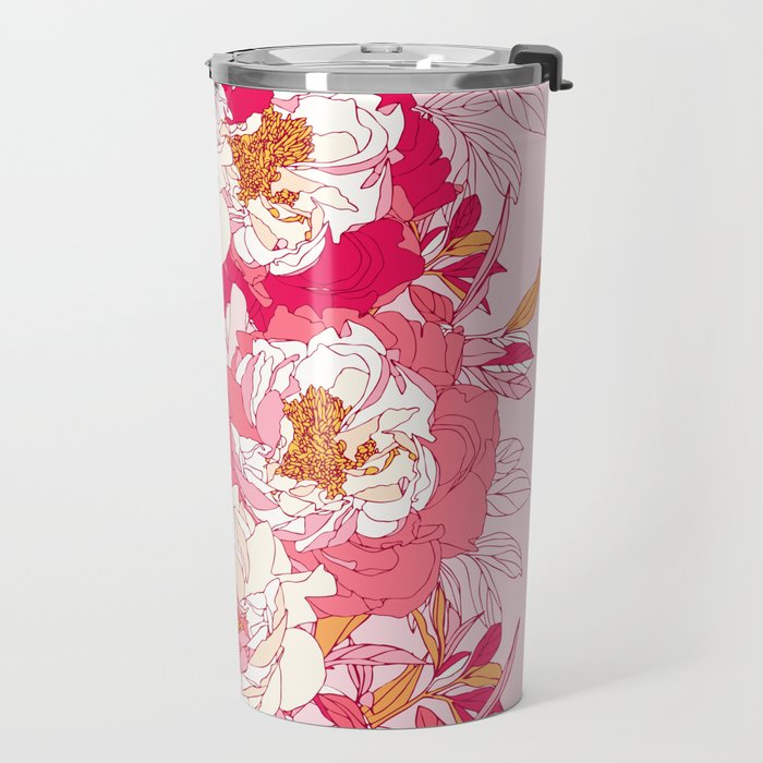 Pink flowers of peonies Travel Mug Gallery Image 2