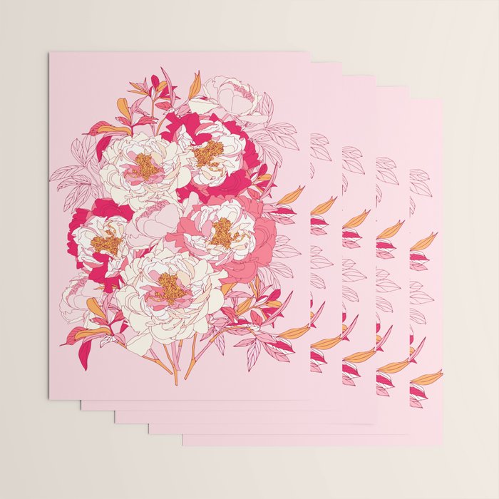 Pink flowers of peonies Wrapping Paper Gallery Image 3