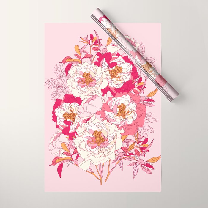 Pink flowers of peonies Wrapping Paper Gallery Image 1