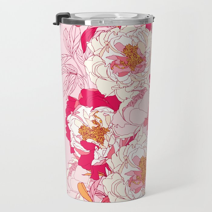 Pink flowers of peonies Travel Mug Gallery Image 3