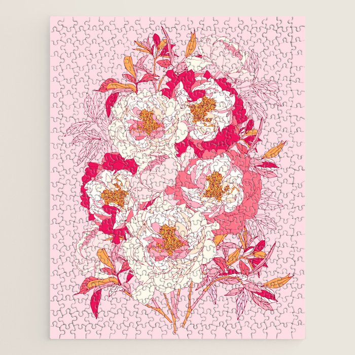 Pink flowers of peonies Jigsaw Puzzle Gallery Image 1