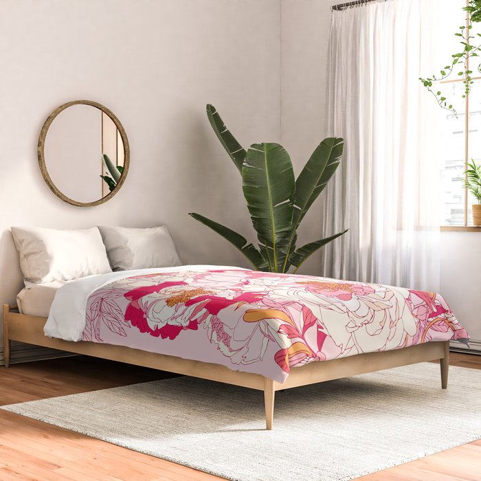 Pink flowers of peonies Comforter Gallery Image 2