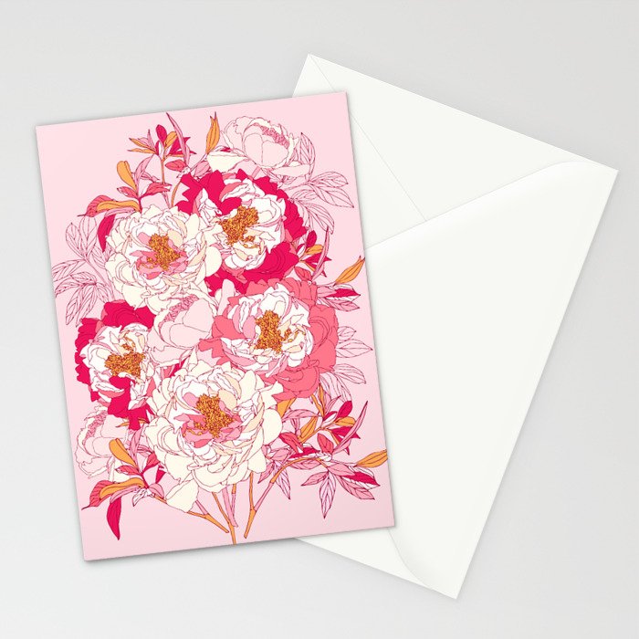 Pink flowers of peonies Stationery Card Gallery Image 2