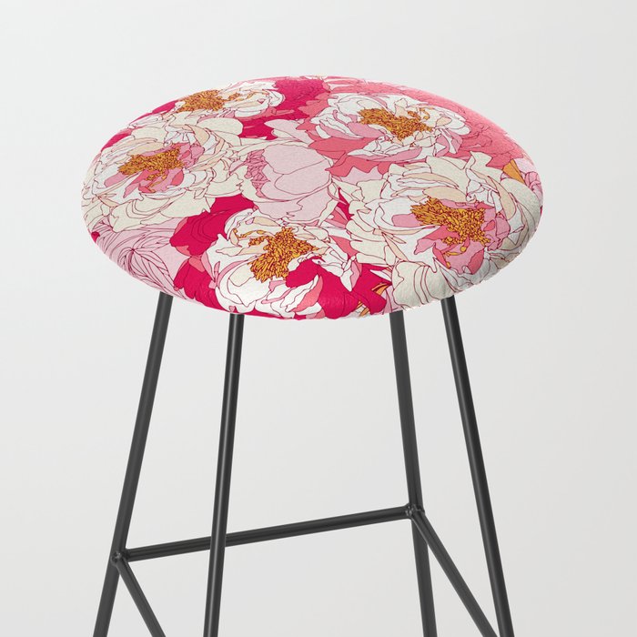 Pink flowers of peonies Stool Gallery Image 2
