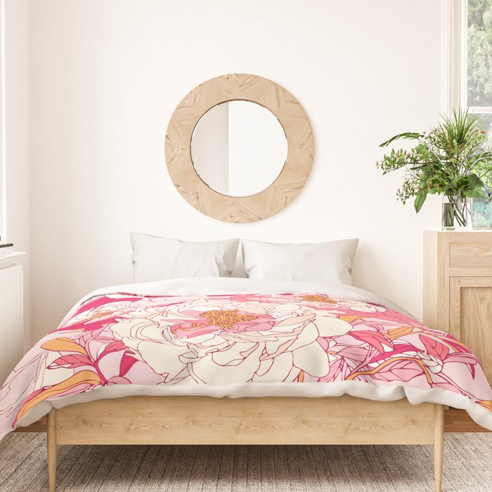 Pink flowers of peonies Duvet Cover Gallery Image 3