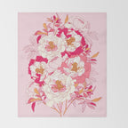 Pink flowers of peonies Throw Blanket Gallery Image 2