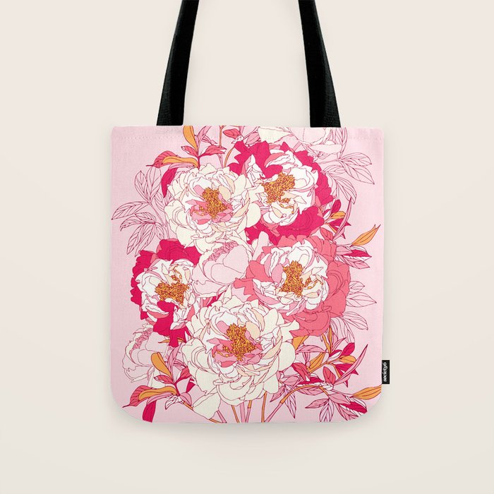 Pink flowers of peonies Tote Bag Gallery Image 1