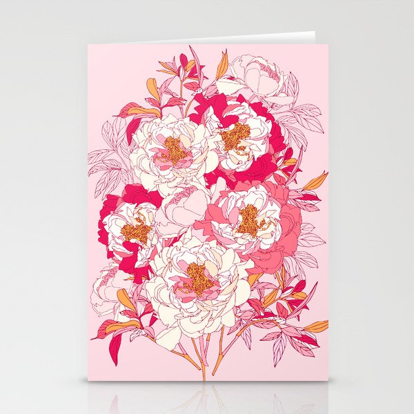 Pink flowers of peonies Stationery Card Gallery Image 1