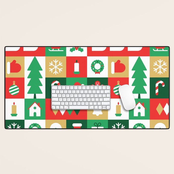 Christmas geometric mosaic art pattern Desk Mat Gallery Image 1