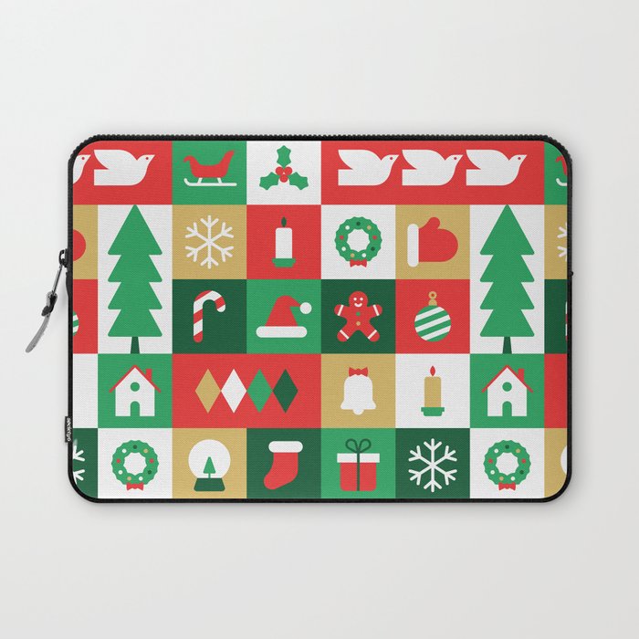 Christmas geometric mosaic art pattern Laptop Sleeve Gallery Image 1