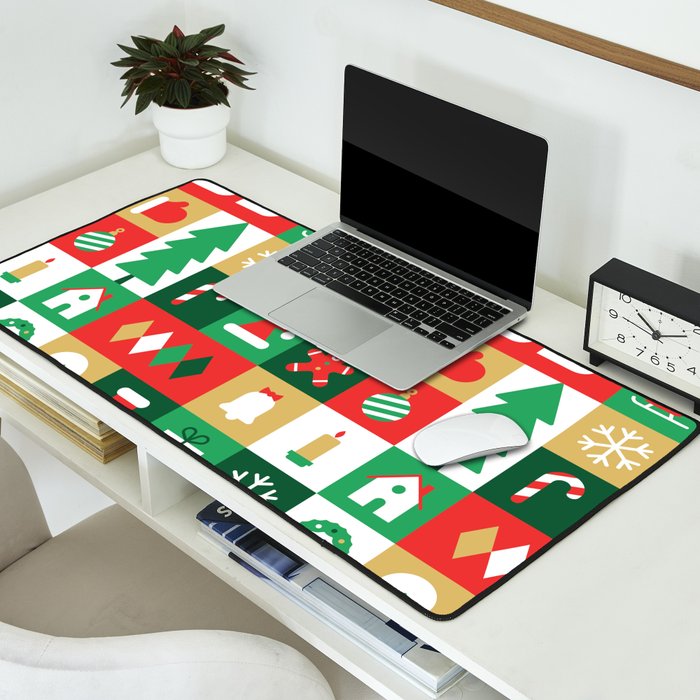 Christmas geometric mosaic art pattern Desk Mat Gallery Image 2
