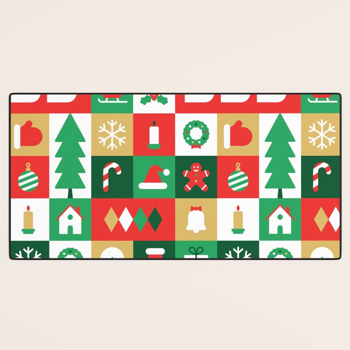 Christmas geometric mosaic art pattern Desk Mat Gallery Image 3