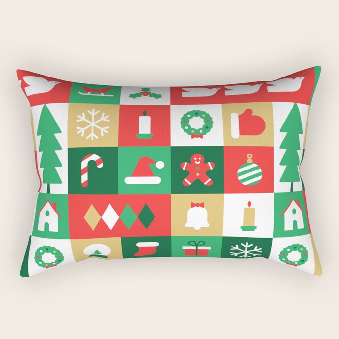 Christmas geometric mosaic art pattern Rectangular Pillow Gallery Image 1