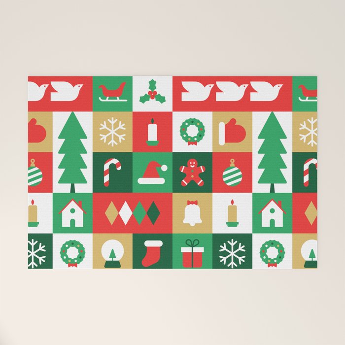 Christmas geometric mosaic art pattern Welcome Mat Gallery Image 1