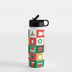 Christmas geometric mosaic art pattern Water Bottle Gallery Image 1
