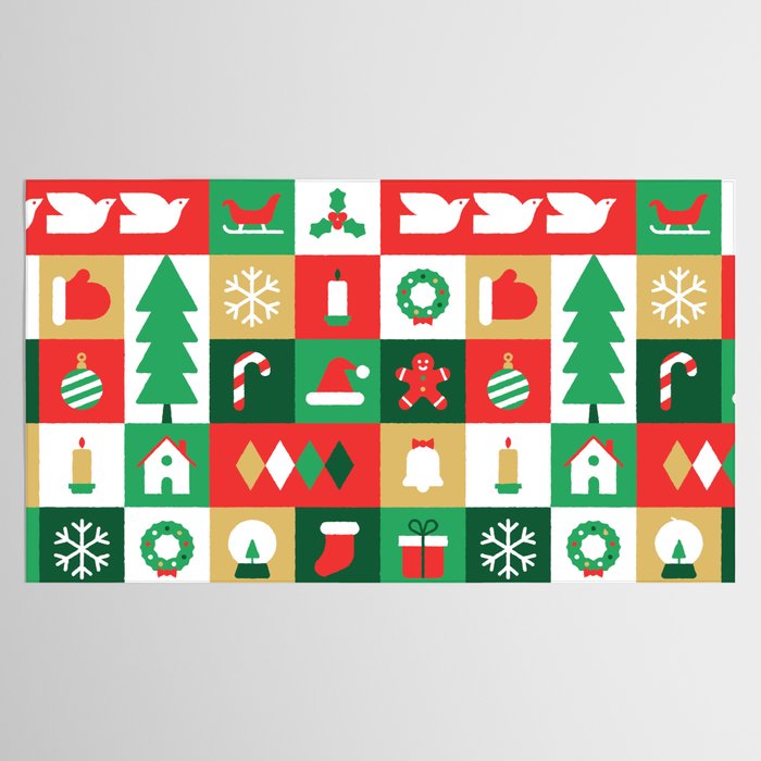 Christmas geometric mosaic art pattern Tablecloth Gallery Image 2