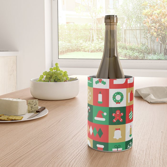 Christmas geometric mosaic art pattern Wine Chiller Gallery Image 4