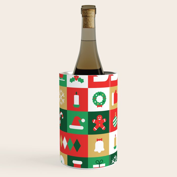 Christmas geometric mosaic art pattern Wine Chiller Gallery Image 1