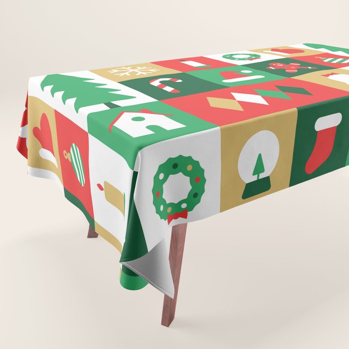 Christmas geometric mosaic art pattern Tablecloth Gallery Image 1