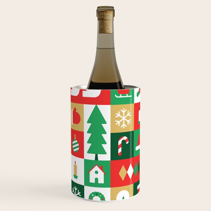 Christmas geometric mosaic art pattern Wine Chiller Gallery Image 2