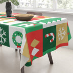 Christmas geometric mosaic art pattern Tablecloth Gallery Image 3