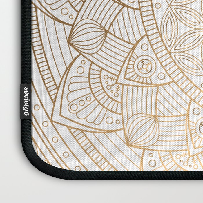 The Flower of Life Gold Mandala Pattern With White Shimmer Laptop Sleeve Gallery Image 3