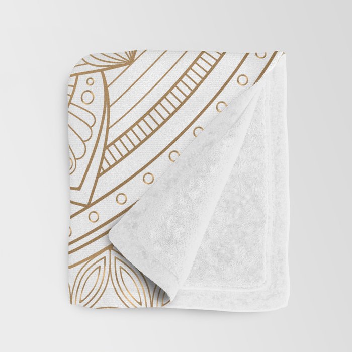 The Flower of Life Gold Mandala Pattern With White Shimmer Throw Blanket Gallery Image 3