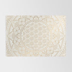 The Flower of Life Gold Mandala Pattern With White Shimmer Rug Gallery Image 2