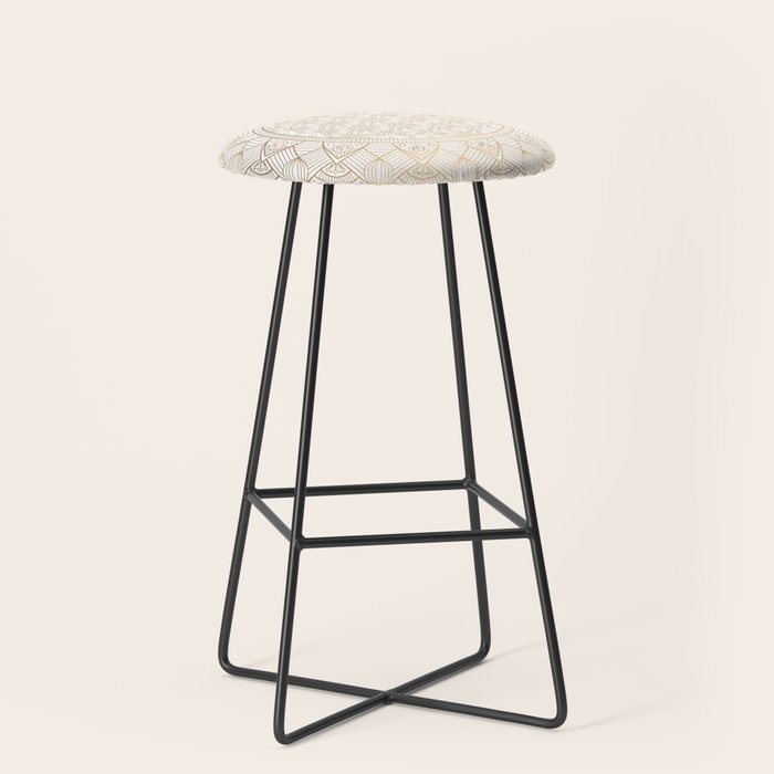 The Flower of Life Gold Mandala Pattern With White Shimmer Stool Gallery Image 1