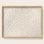 The Flower of Life Gold Mandala Pattern With White Shimmer Serving Tray Gallery Image 1