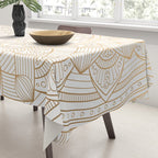 The Flower of Life Gold Mandala Pattern With White Shimmer Tablecloth Gallery Image 3