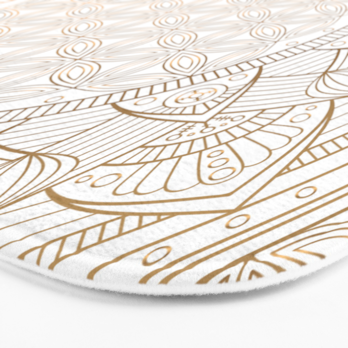The Flower of Life Gold Mandala Pattern With White Shimmer Bath Mat Gallery Image 3