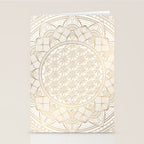 The Flower of Life Gold Mandala Pattern With White Shimmer Stationery Card Gallery Image 2