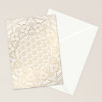 The Flower of Life Gold Mandala Pattern With White Shimmer Stationery Card Gallery Image 2