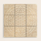 The Flower of Life Gold Mandala Pattern With White Shimmer Wood Wall Art Gallery Image 1