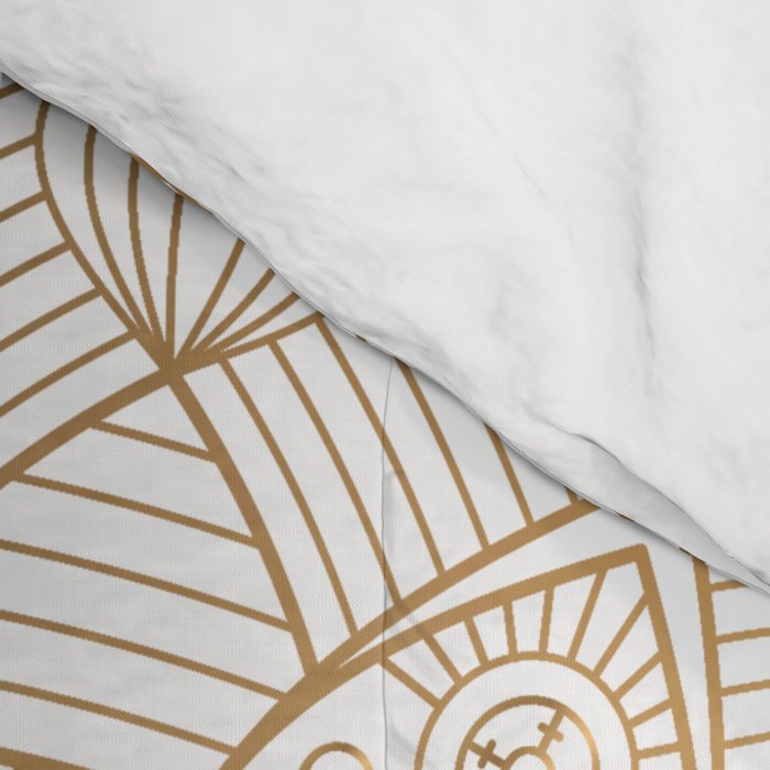 The Flower of Life Gold Mandala Pattern With White Shimmer Comforter Gallery Image 4