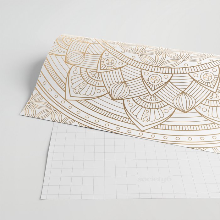 The Flower of Life Gold Mandala Pattern With White Shimmer Wrapping Paper Gallery Image 2