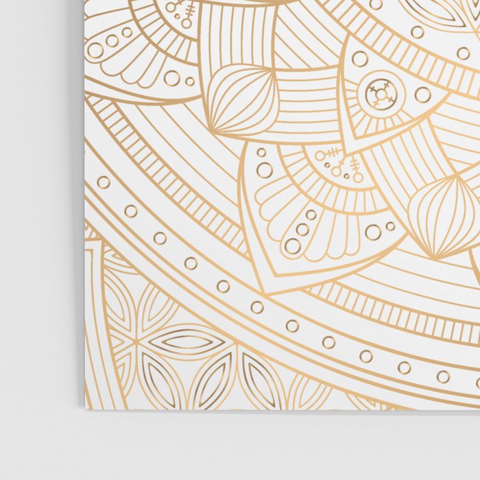 The Flower of Life Gold Mandala Pattern With White Shimmer Poster Gallery Image 3