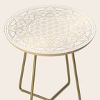 The Flower of Life Gold Mandala Pattern With White Shimmer Side Table Gallery Image 2