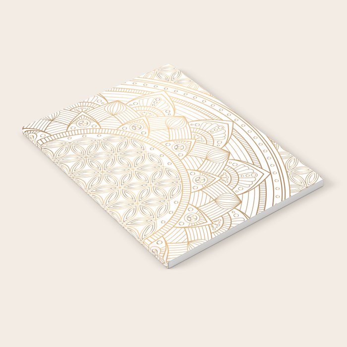 The Flower of Life Gold Mandala Pattern With White Shimmer Notebook Gallery Image 2